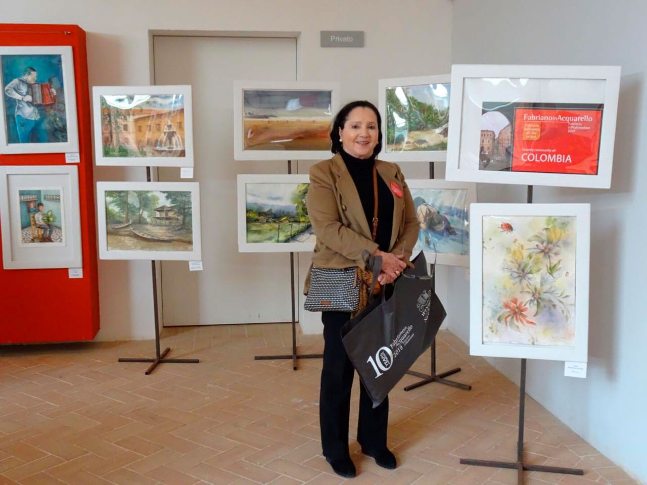 Zarita Abello, acuarelista colombiana, directora del Museo Bolivariano de Arte Contemporáneo Quinta de San Pedro Alejandrino en la apertura de InWatercolor 2019